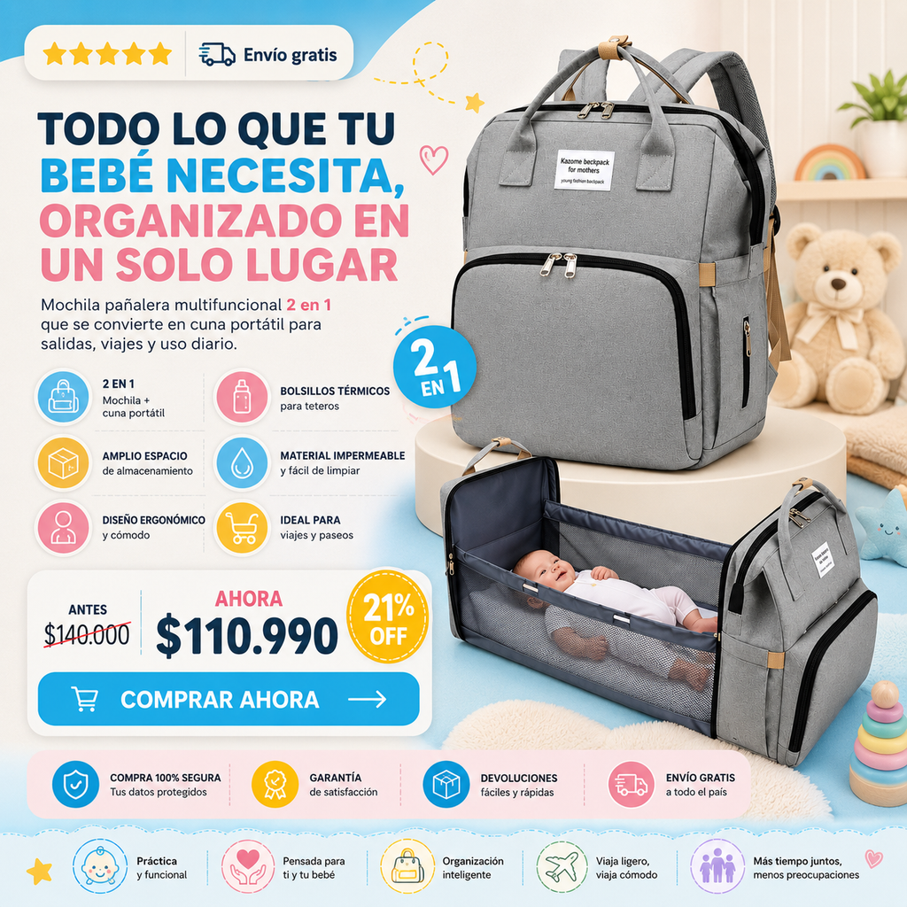 Panialera Mochila Multifuncional 2 en 1 — vista principal
